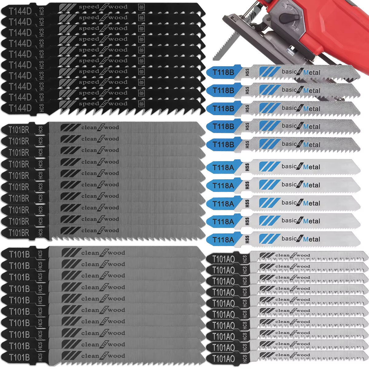 Lames de scie sauteuse à tige en T, assortiment de lames de scie sauteuse en acier au carbone pour b