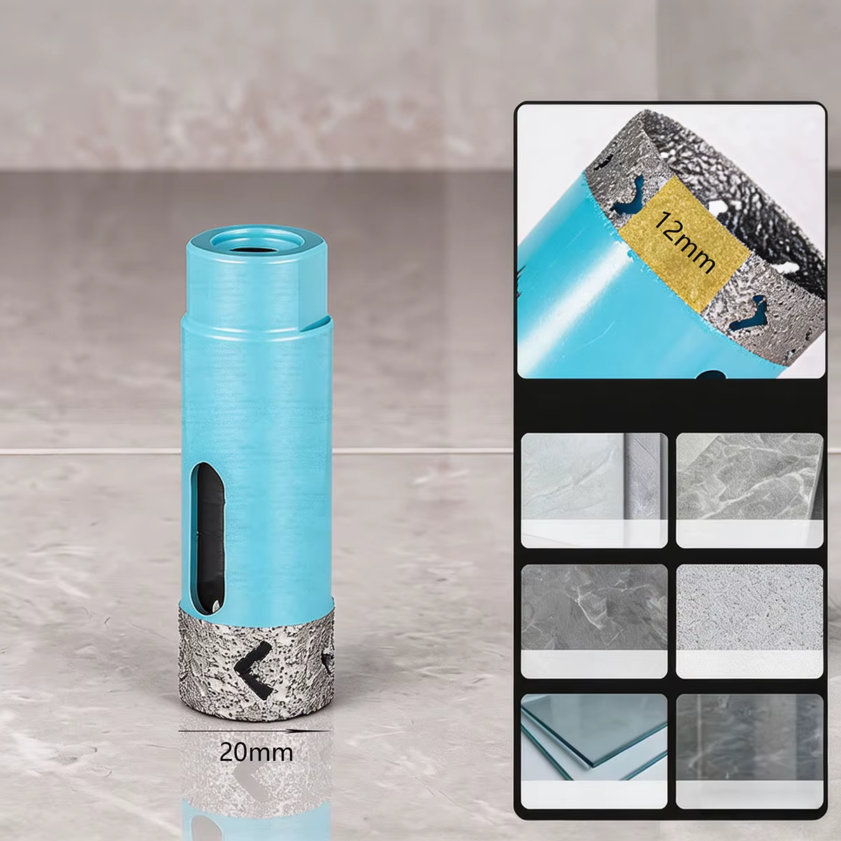 Scie cloche diamantée brasée pour carrelage en porcelaine, marbre, verre, granit, pierre – Outil de 
