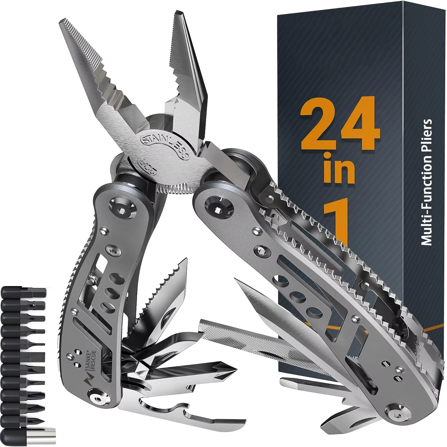 Pince coupante multifonctionnelle 24 en 1, pince diagonale universelle, antidérapante, outil durable