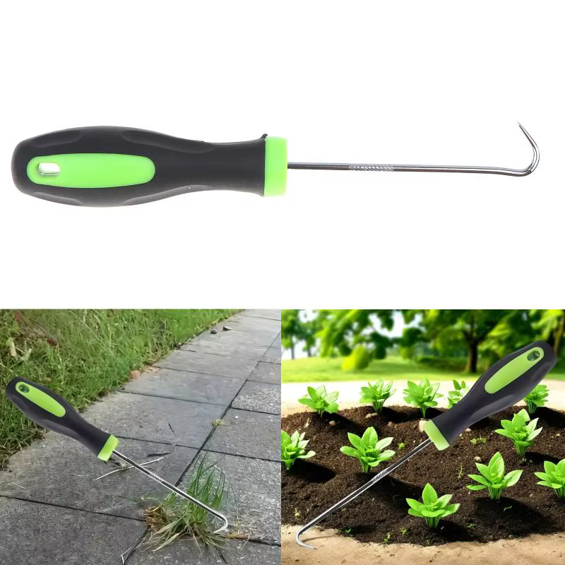 Outil de désherbage robuste - Extracteur de racines ergonomique pour pelouse et patio, crochet de dé