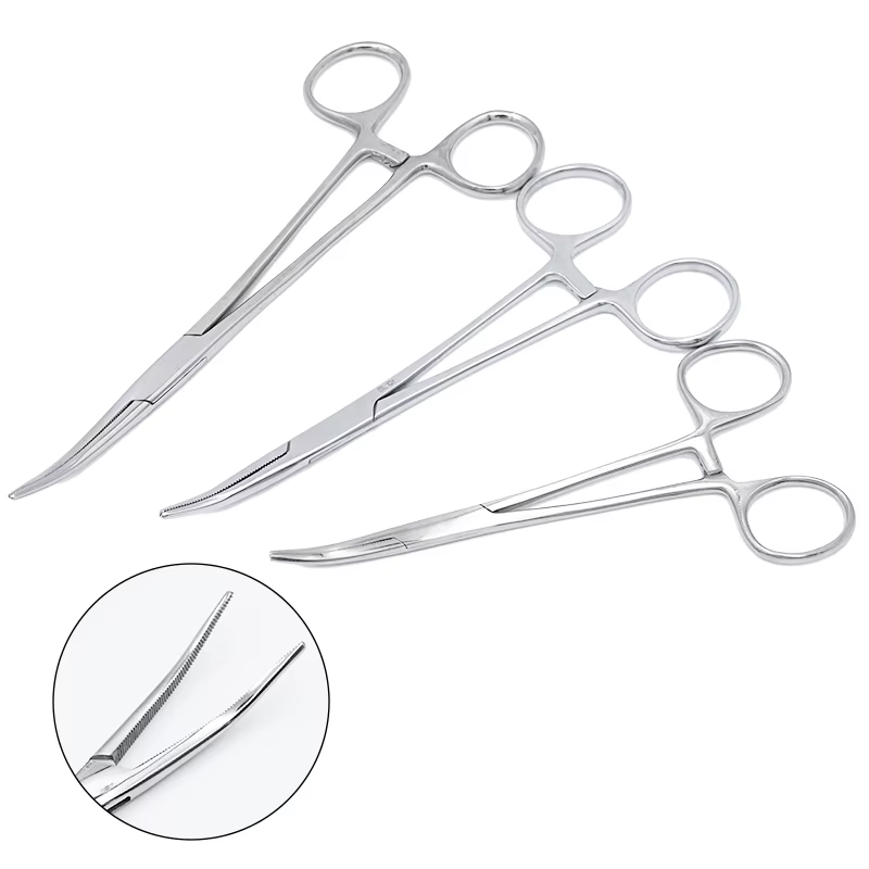 Pince à pointe incurvée et droite en acier inoxydable, pinces de verrouillage, pinces hémostatiques,