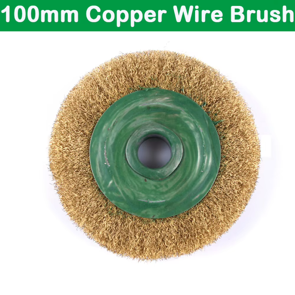 Roue de brosse métallique ronde en laiton durable, brosse en fil de cuivre, meuleuse d'établi, polis