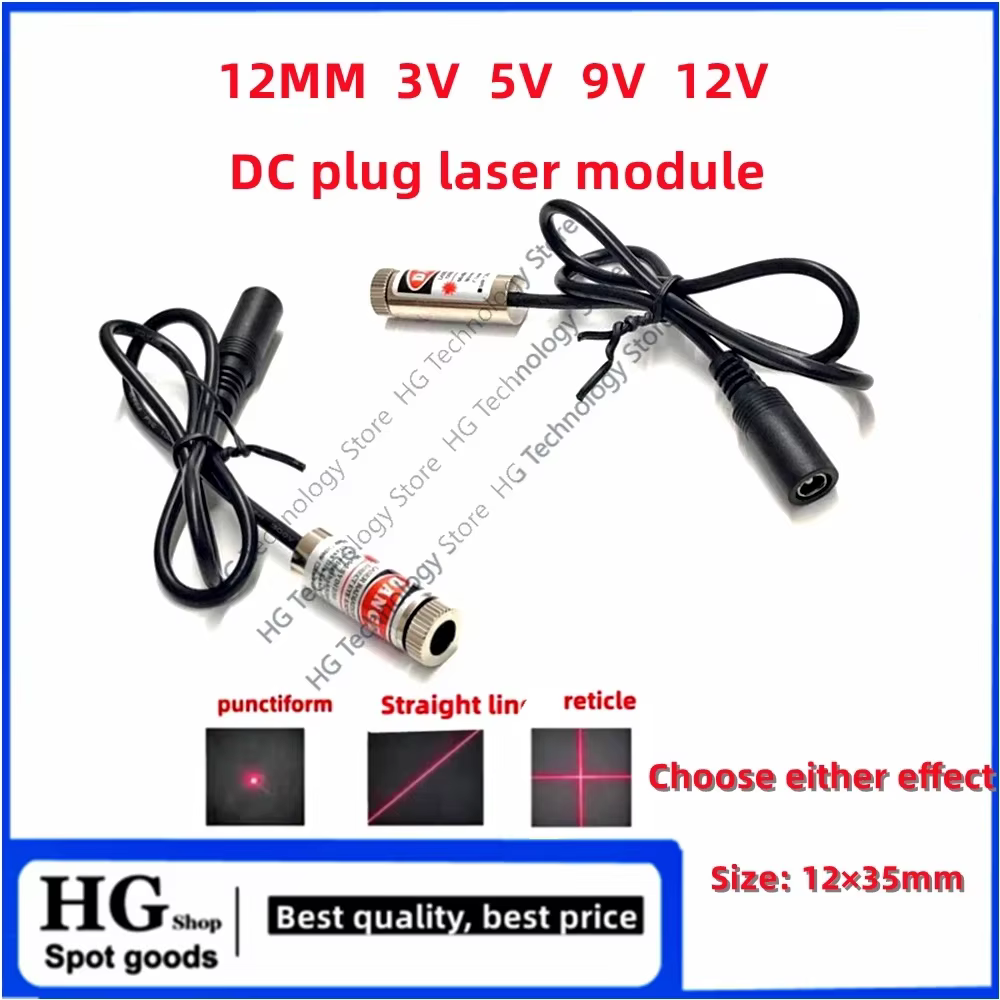 Module laser DC 3V 5V 9V 12V, prise 12mm, faisceau laser 5mW 650nm en forme de point rouge, lumière 