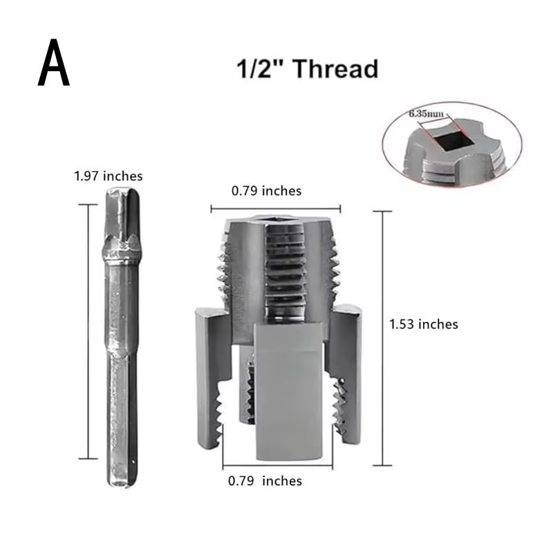 (YOUU06) Outil de filetage de tuyaux intégré, pour filetage interne et externe, compatible perceuse