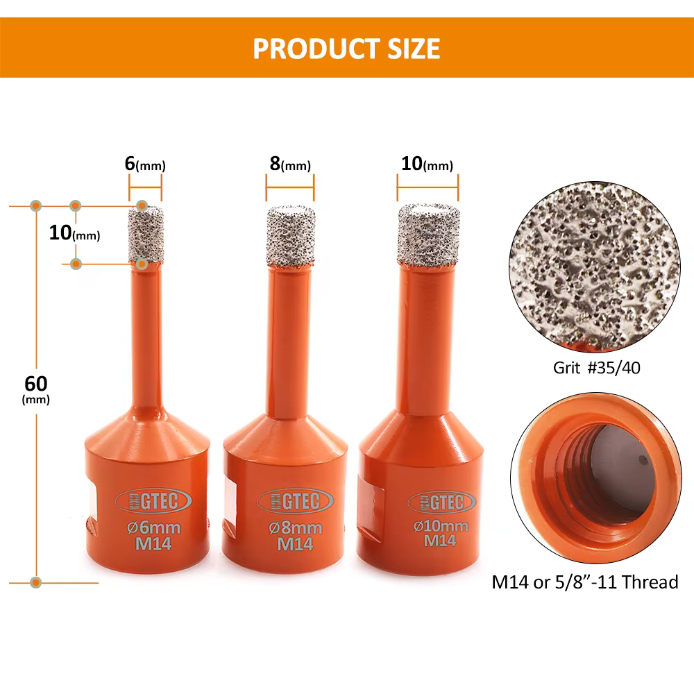 BGTEC 6/8/10mm Kit de couronnes de perçage jeu de forets scie cloche coupe carrelage céramique marbr