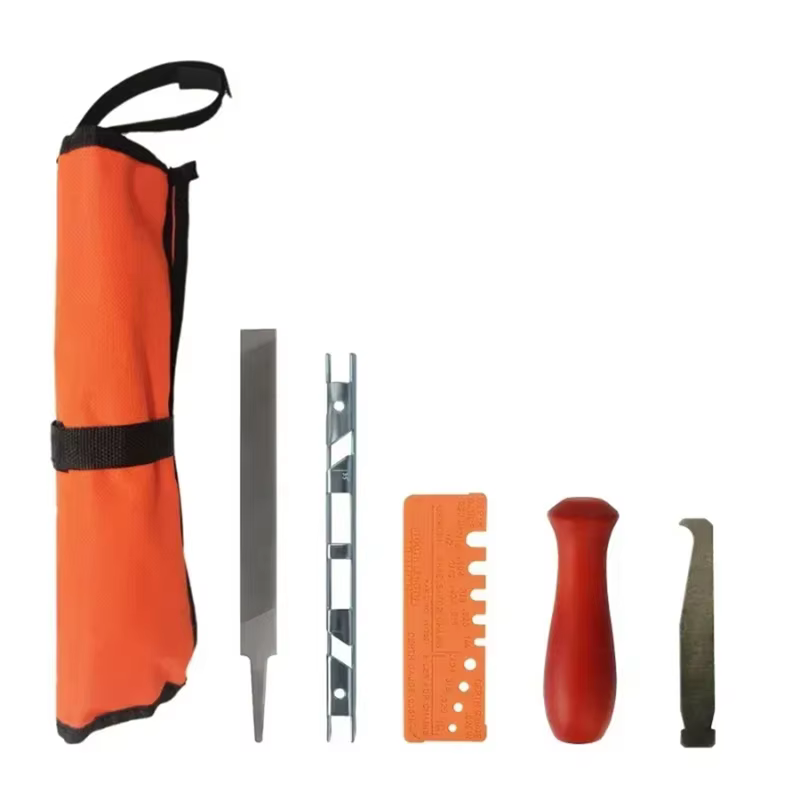 SOFT-Kit d'affûtage de chaîne de tronçonneuse professionnel, ensemble de 13 pièces, manche en bois d