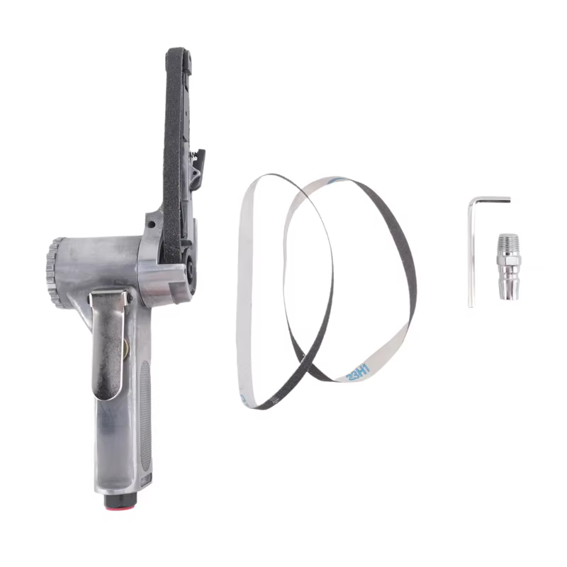 Ponceuse à bande d'air de 3/8 pouces, rectifieuse d'angle d'air + bandes de ponçage pour le ponçage