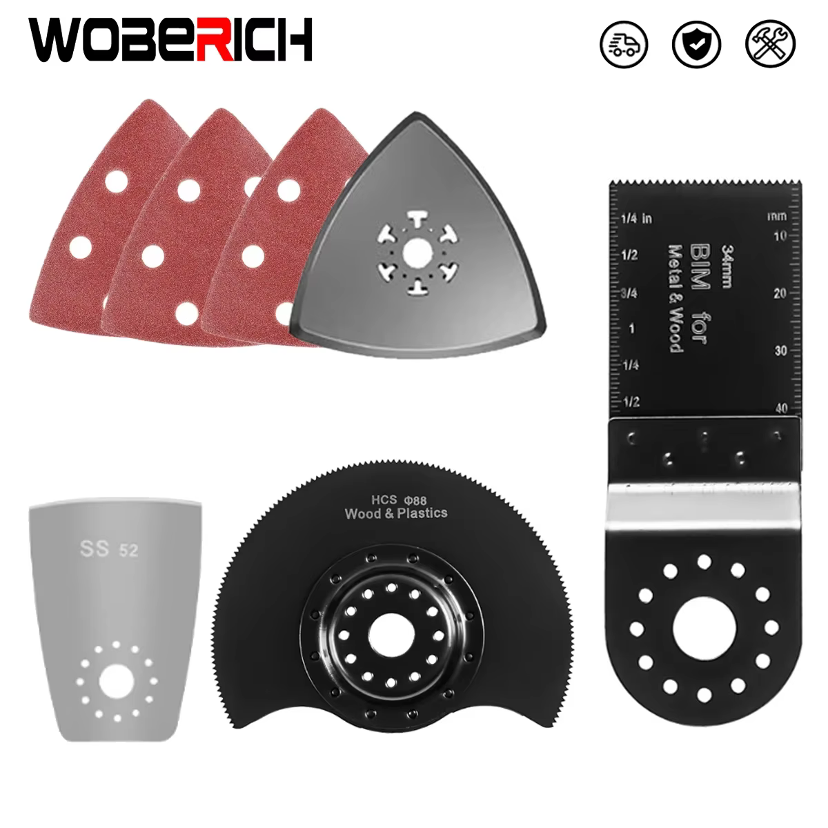 WOBERaccomplice-Outil oscillant multifonction, scie plongeante, rénovateur sphérique, tondeuse, lame