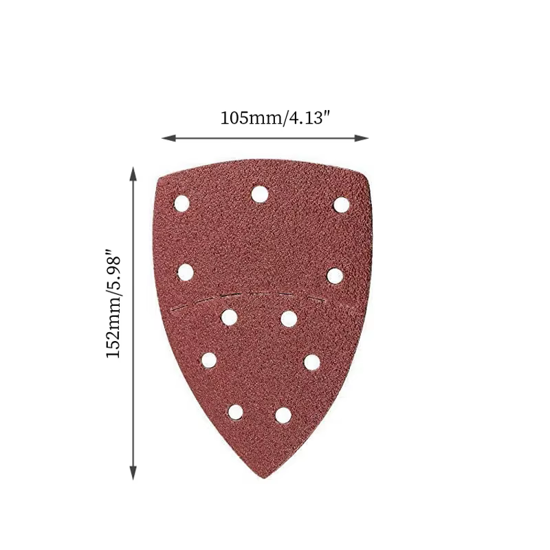 10pc souris détail ponceuse papier de verre 11 trous papier abrasif triangulaire pour multi ponceuse