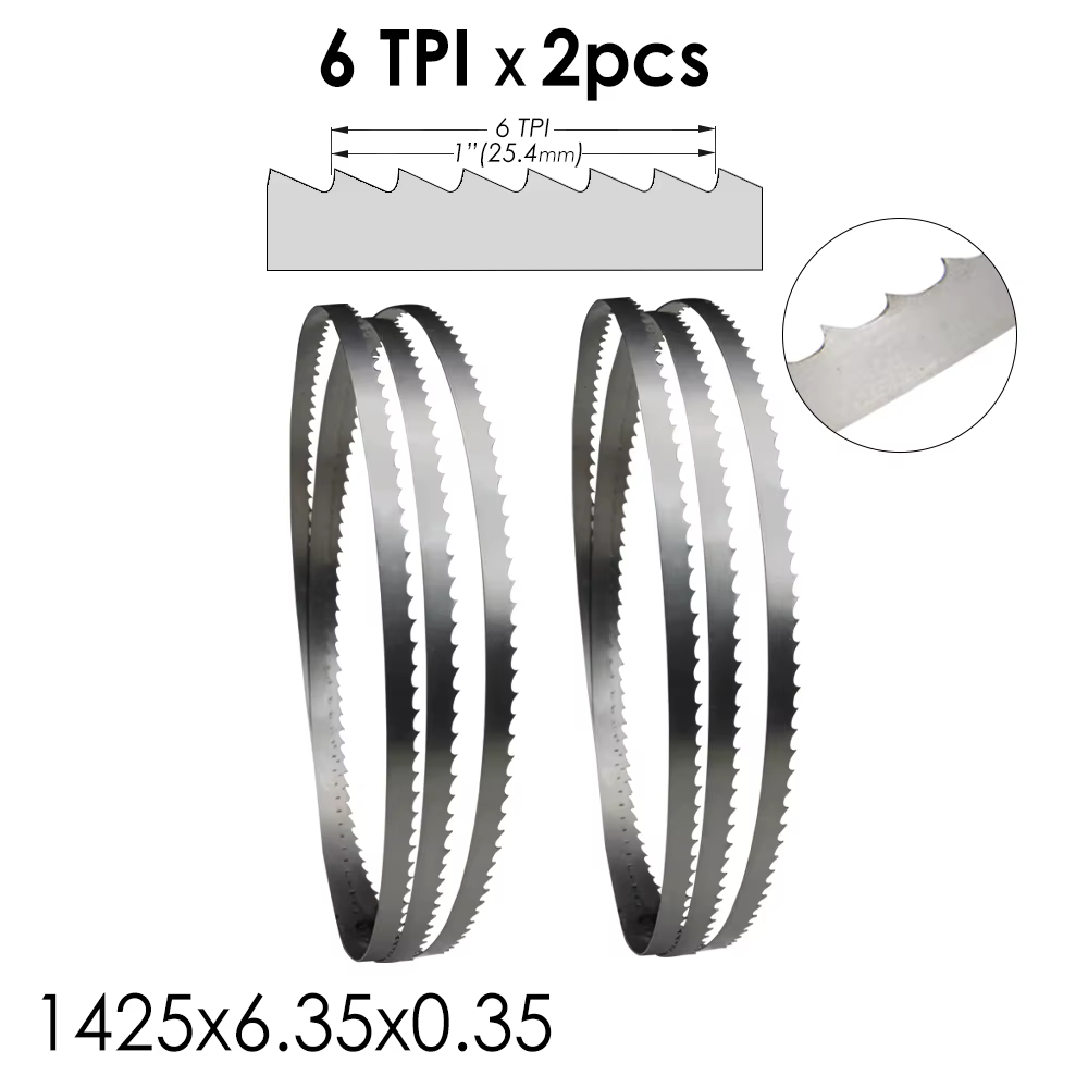 TASP 2 lames de scie à ruban de 1425 mm, 1425x6,35x0,35 mm pour scies à ruban à bois Draper BS250 Nu