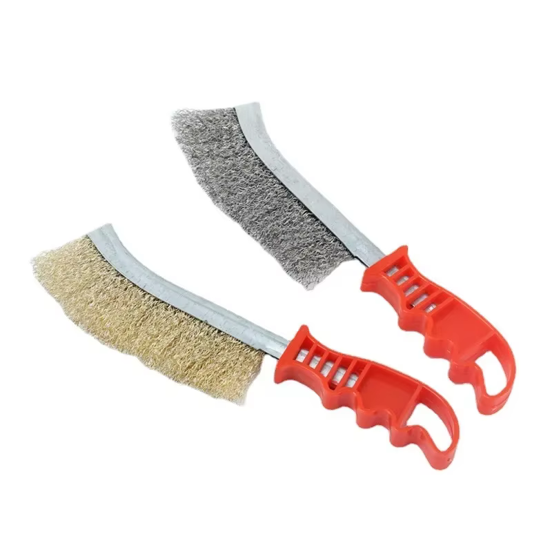 Brosse métallique en fil d'acier plaqué laiton, nettoyeur de gril, brosse métallique en acier inoxyd