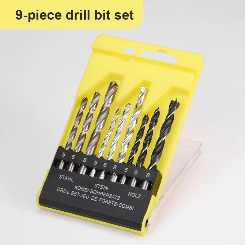 Jeu de forets HSS multi-usages 9 en 1, 3 types de forets de 5 à 8 mm pour le perçage du bois, de la