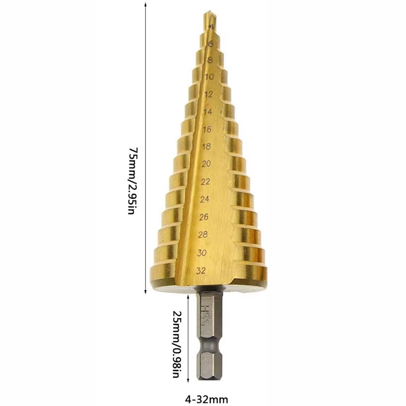 Forets à noyau hexagonal en métal revêtu de titane HSS de 4 à 32mm, jeu de forets étagé en acier rap