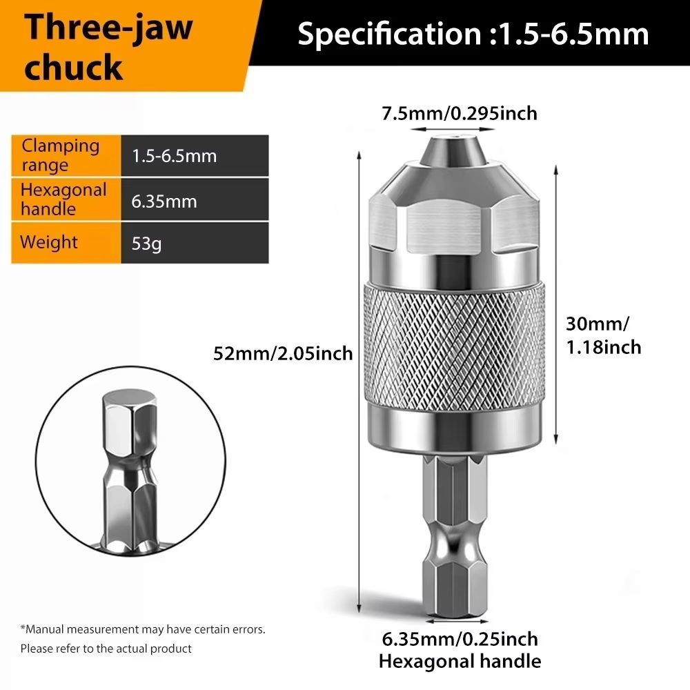 Nouveau Adaptateur de mandrin de perceuse auto-serrant 1.5-6.5mm poignée hexagonale mandrin de perce