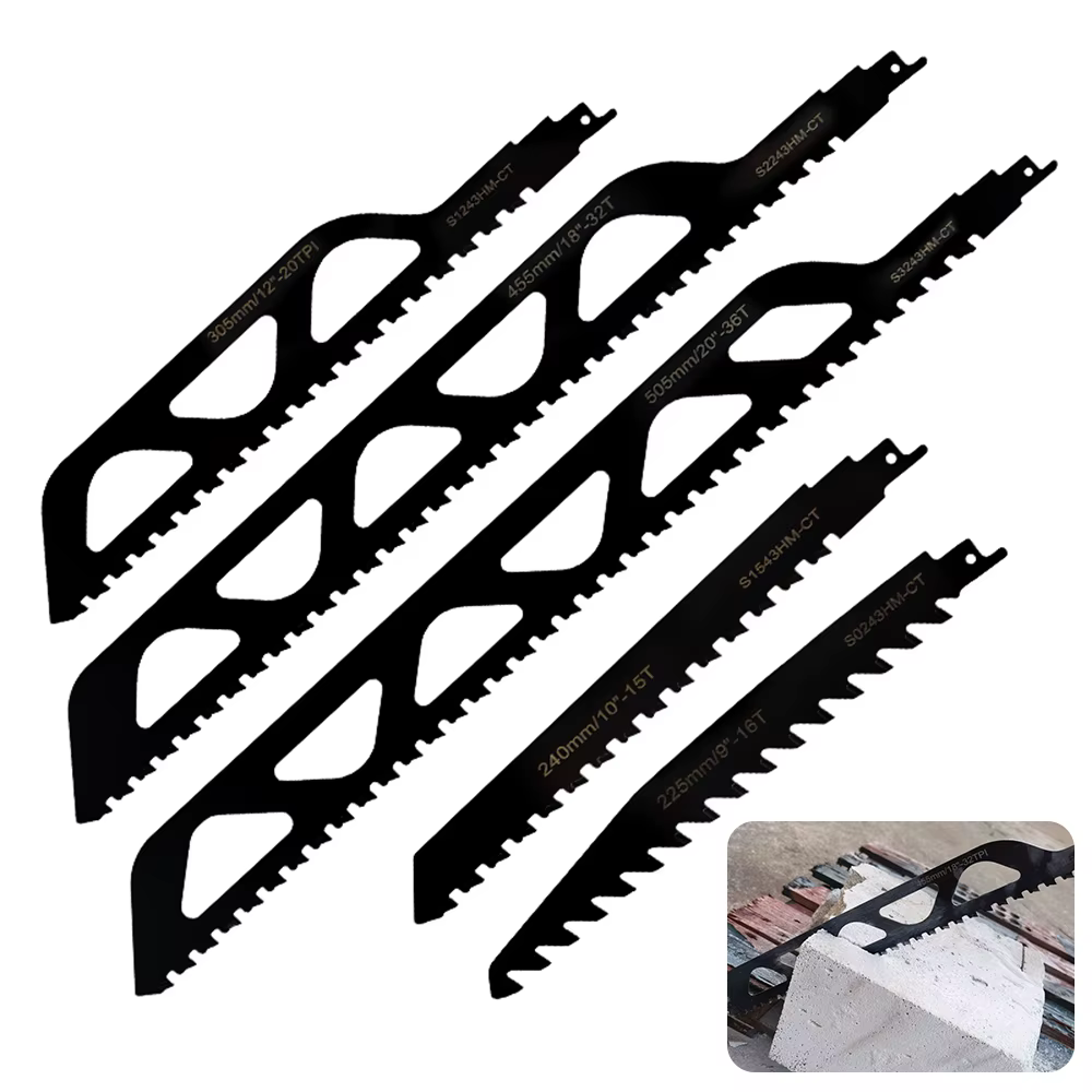 Lame de scie alternative en carbure, scie sabre alternative en carbure, bloc de mousse, outils de co