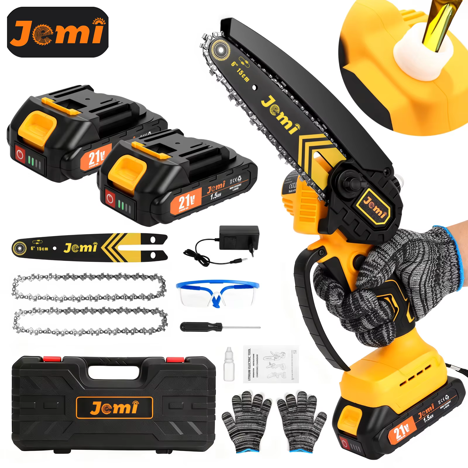 Tronçonneuse Jemi Tool de 6 pouces, équipée d'un système de lubrification automatique, idéale pour l