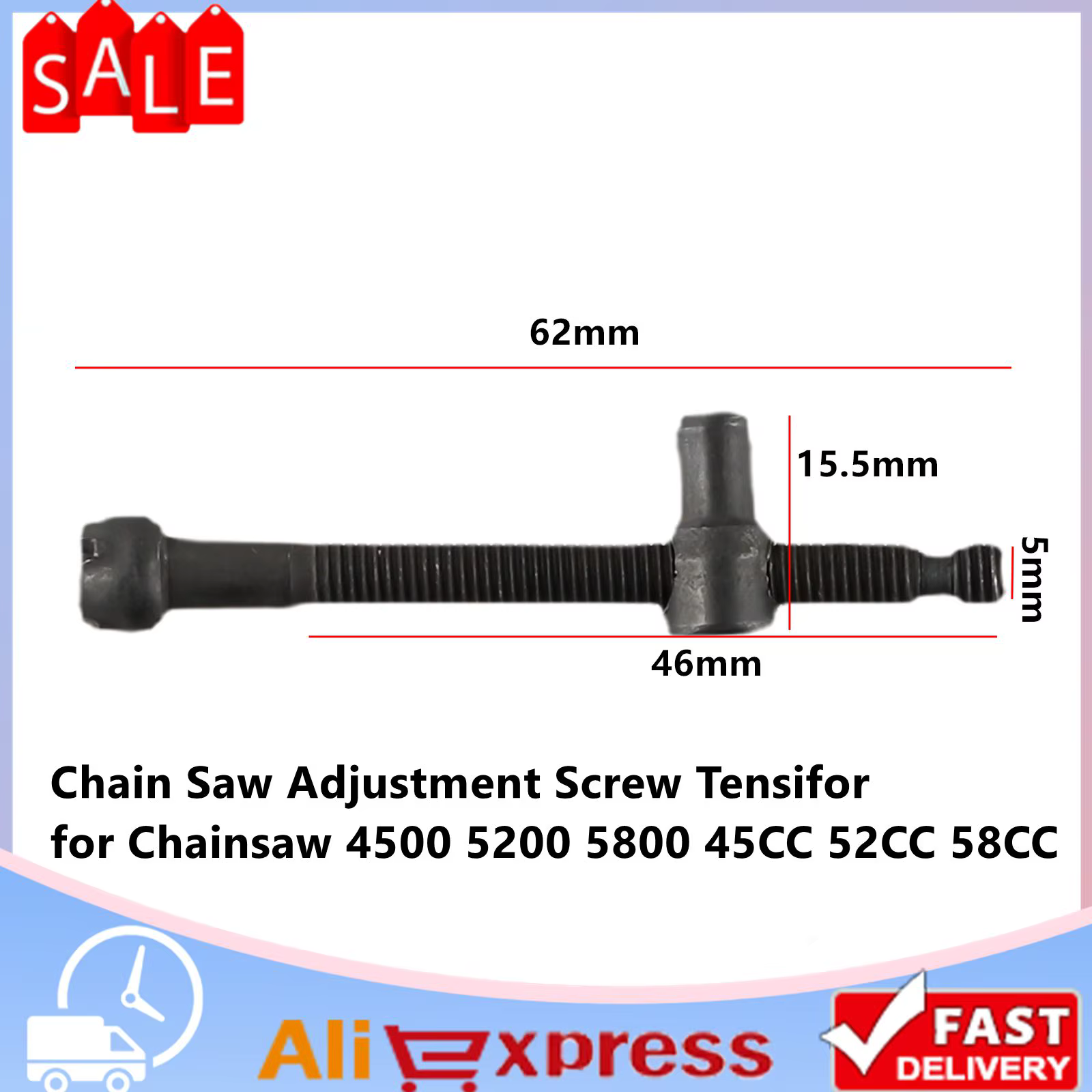 Tendeur de pièces de rechange pour scie 58CC, pour vis de réglage de chaîne de tronçonneuse 4500 580