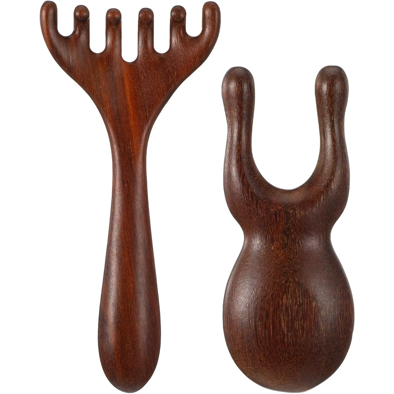 Outils de massage en bois 2 pièces : Outil facial Gua Sha, Peigne de massage du cuir chevelu en bois