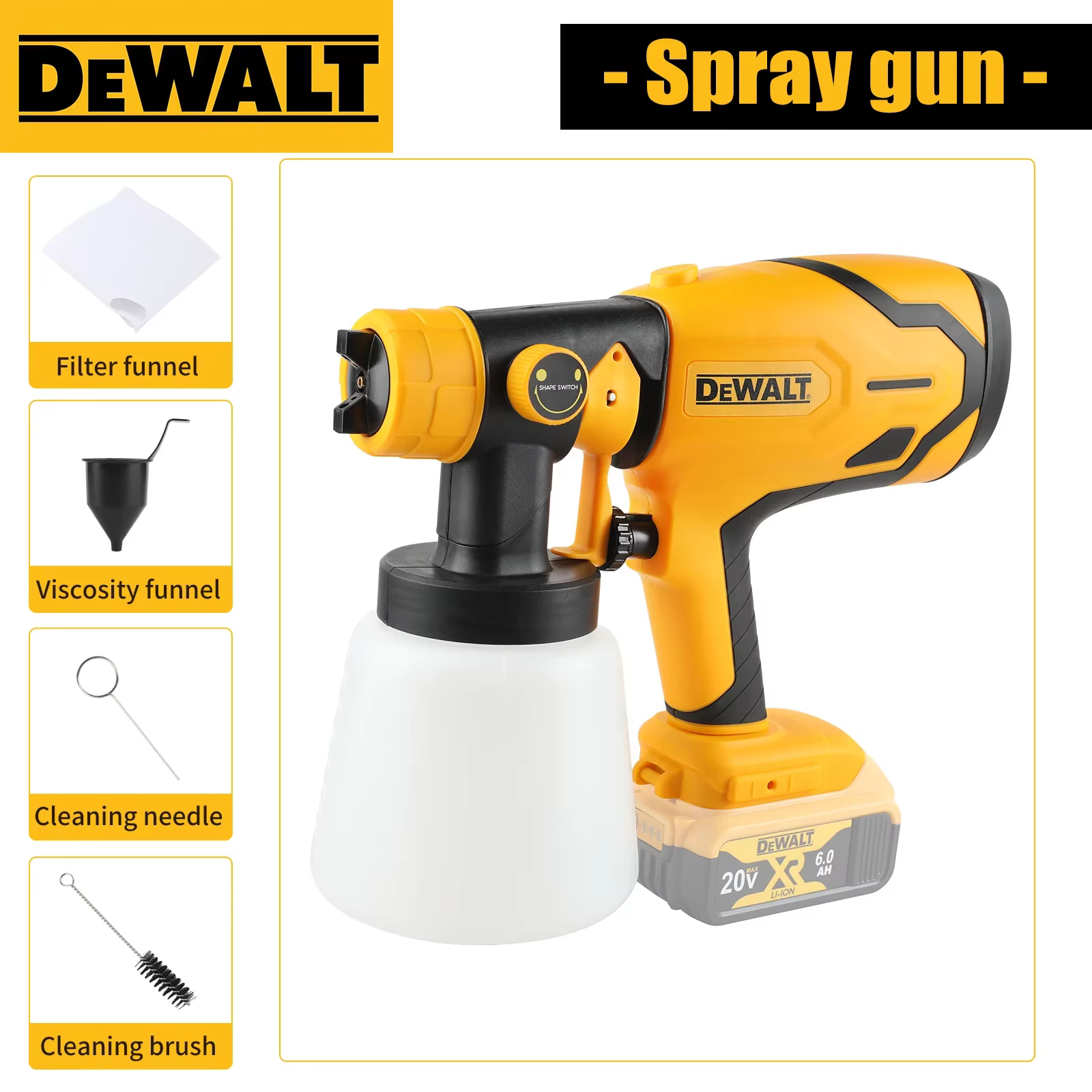 Pistolet de peinture sans fil DEWALT, 1000 ml, haute puissance pour la peinture automobile, des meub