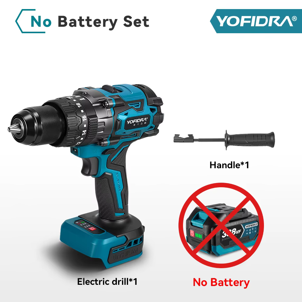 YOFIDRA 900N.M 3200 tr/min perceuse à percussion électrique sans brosse 13mm marteau perceuse tourne