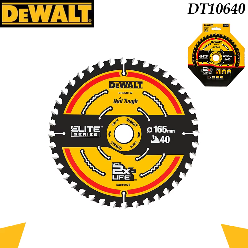 Lame de scie circulaire DEWALT DT10640 ELITE, disque de coupe pour bois TCT 165 mm x 40T pour scies 