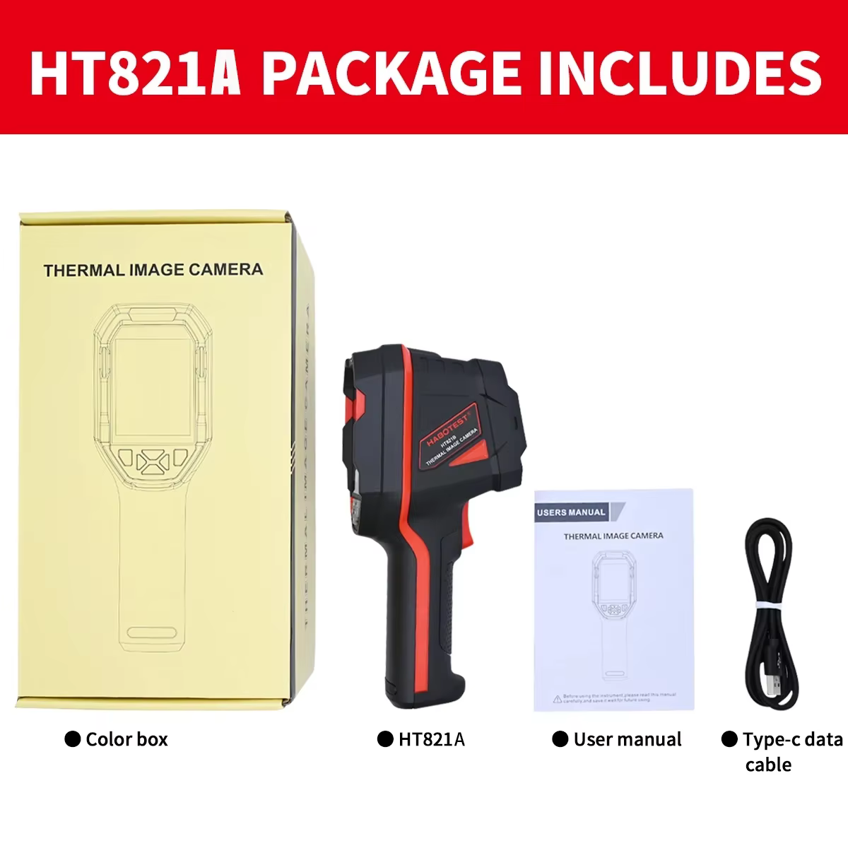 Caméra thermique rechargeable HABOTEST HT821A -20 ℃ ~550 ℃   Imagerie thermique portative étanche, a