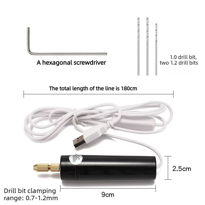 Mini perceuse alimentée par USB - Outil électrique portatif pour percer des trous dans les perles/de