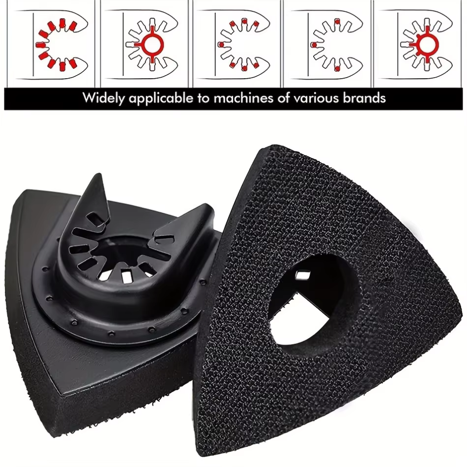 2/4 pièces Patins de ponçage triangulaires à fixation rapide pour outil oscillant, accessoires de ré