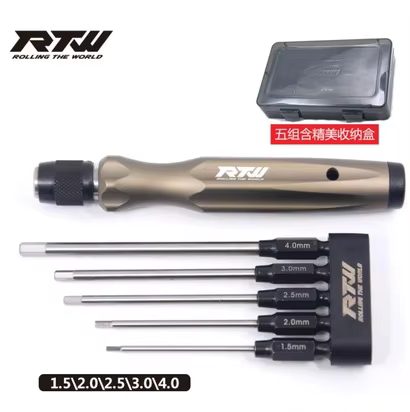 RTW 5 en 1 clé hexagonale outils 1.5/2.0/2.5/3.0mm/ 4.0 tête de support outils en acier à grande vit