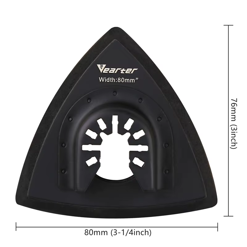 Vearter 19 pièces triangulaire 80mm oscillant Multitool tampon de sable avec crochet et boucle feuille de papier de verre pour le meulage des bavures et l'élimination de la rouille