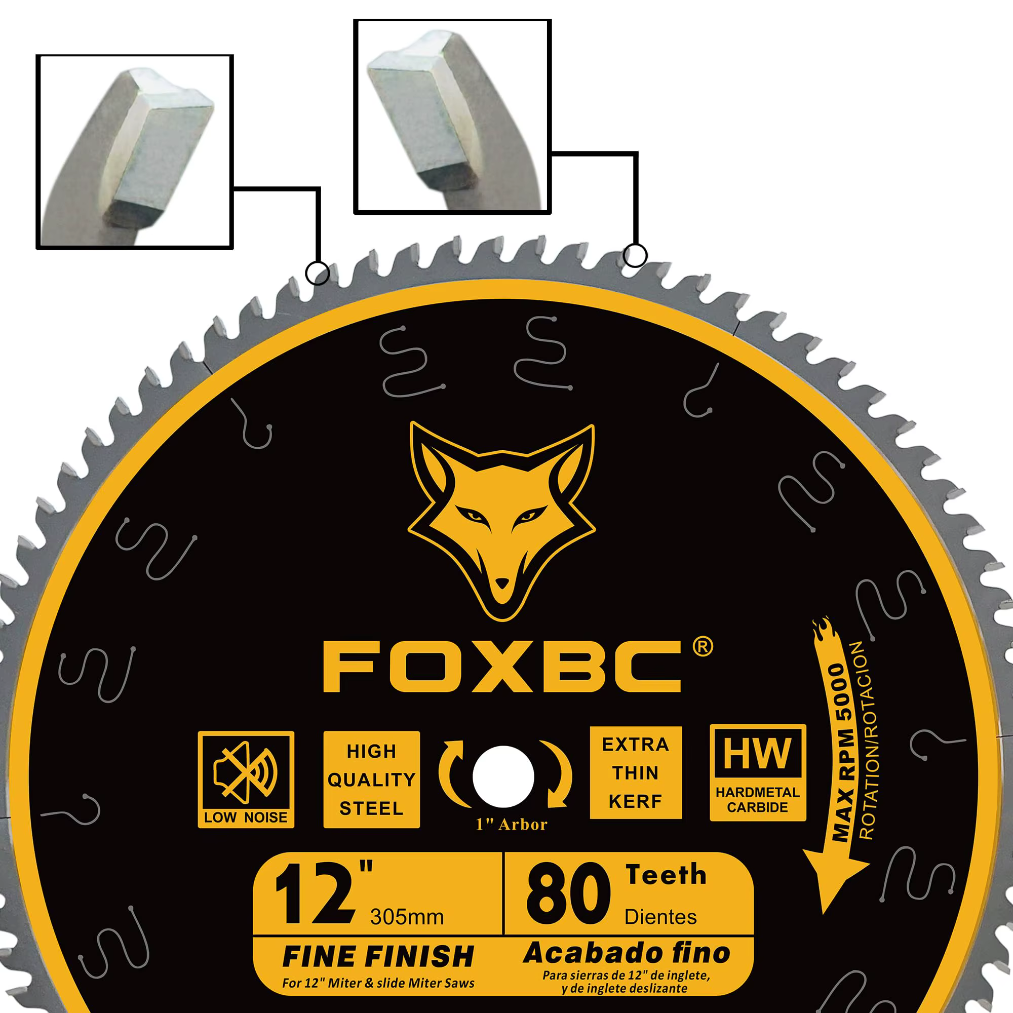 FOXBC 305mm lame de scie circulaire 80 dents coupe transversale 12 pouces