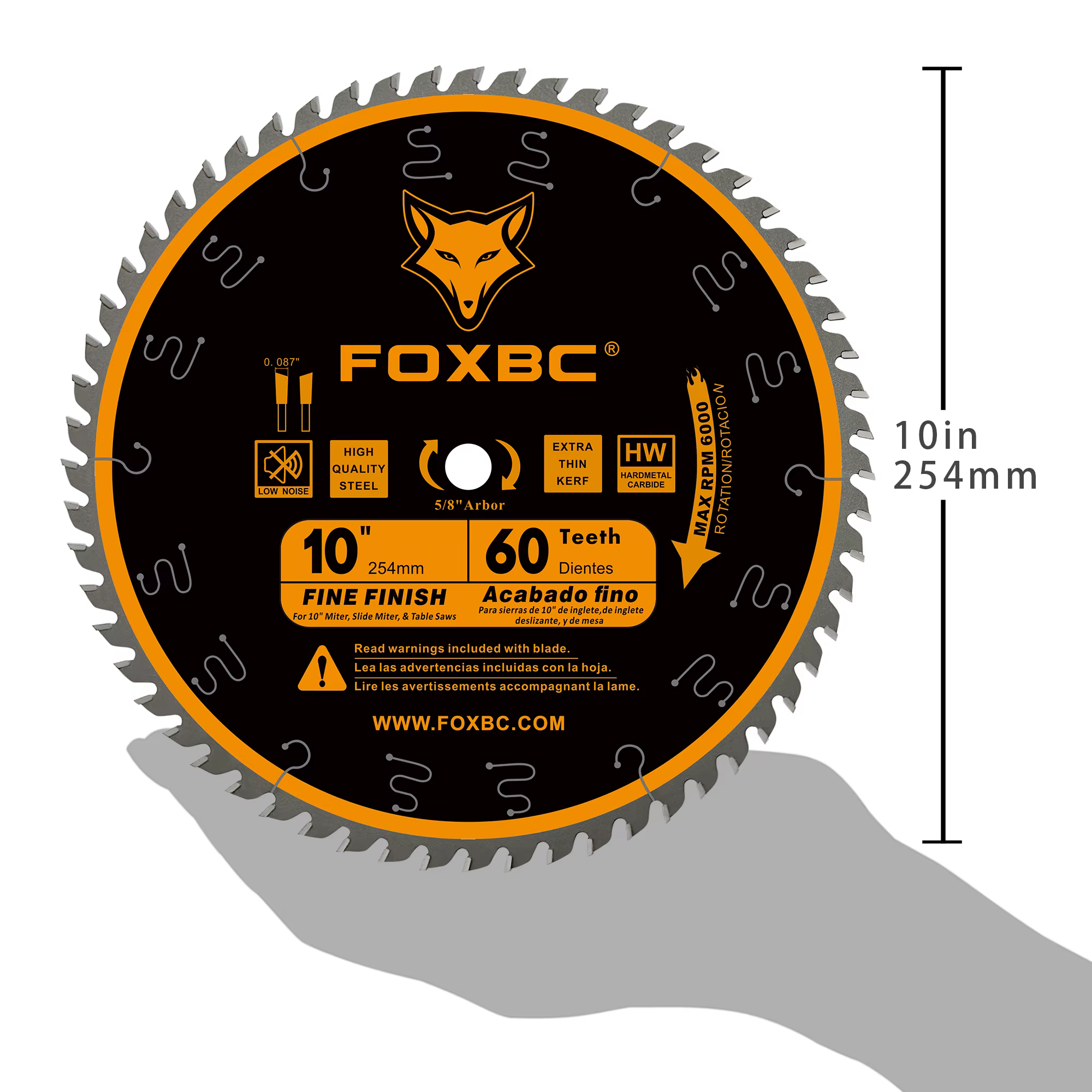 FOXBC 254mm lame de scie de table 60 dents ATB mince Kerf finition Fine Crosscut 1 pièces