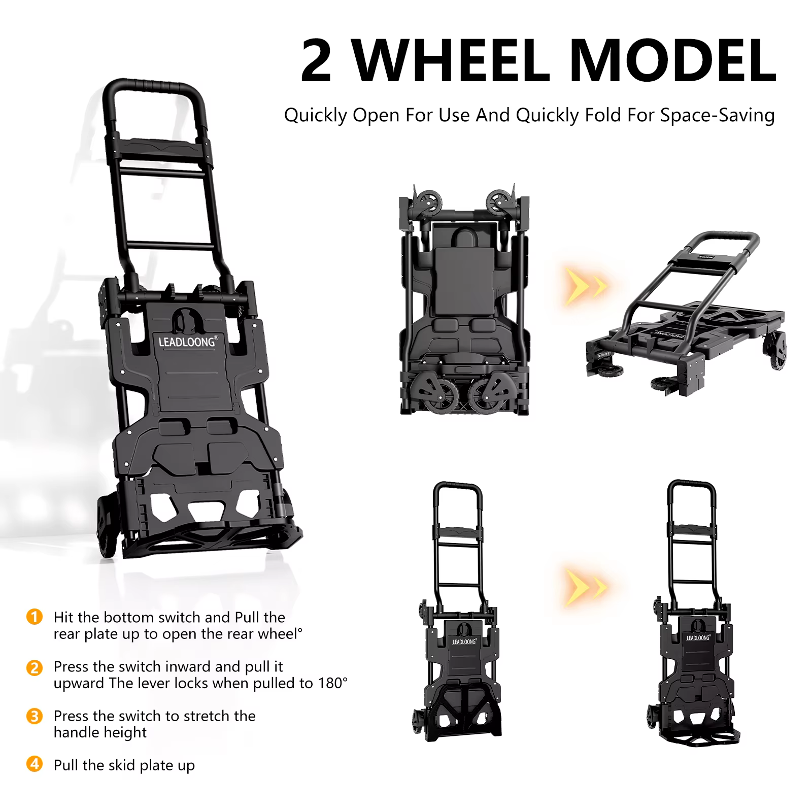 LEADLOONG Chariot à outils portable Chariot à main transformable avec panier pliable Chariot pliable
