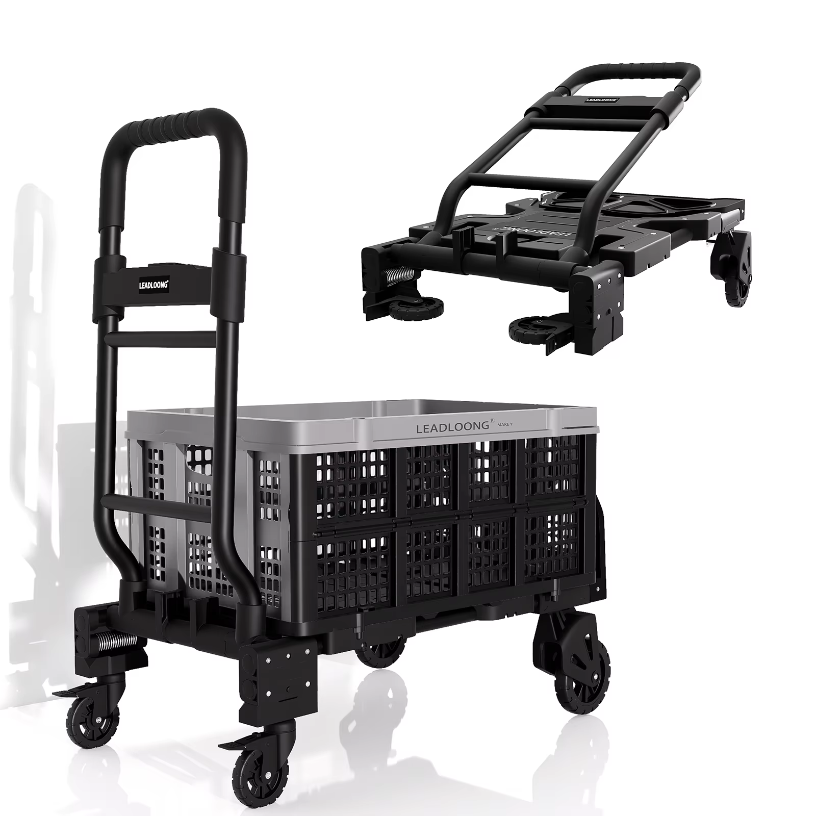 LEADLOONG Chariot à outils portable Chariot à main transformable avec panier pliable Chariot pliable