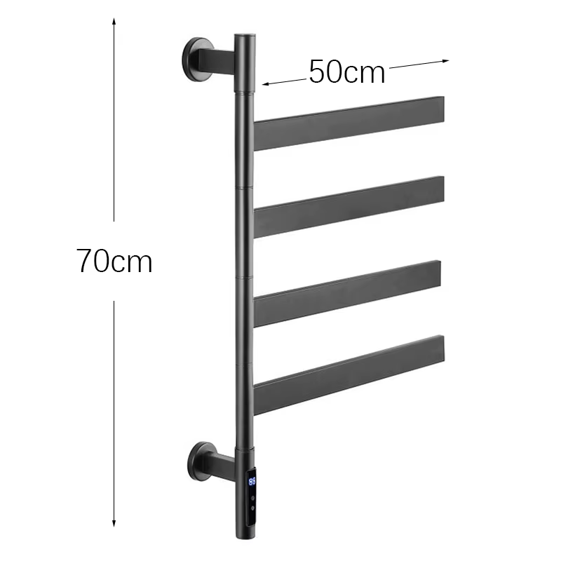 OXG Chauffe-serviettes électrique, porte-serviettes chauffant avec minuterie à écran tactile et réglages multi-niveaux de température, plat 4 bars