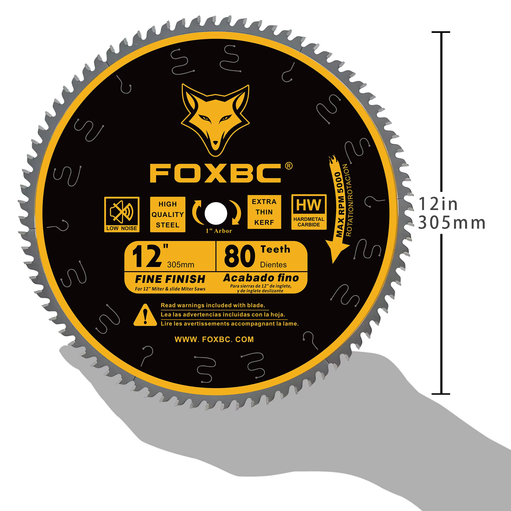 FOXBC 305mm lame de scie circulaire 80 dents coupe transversale 12 pouces