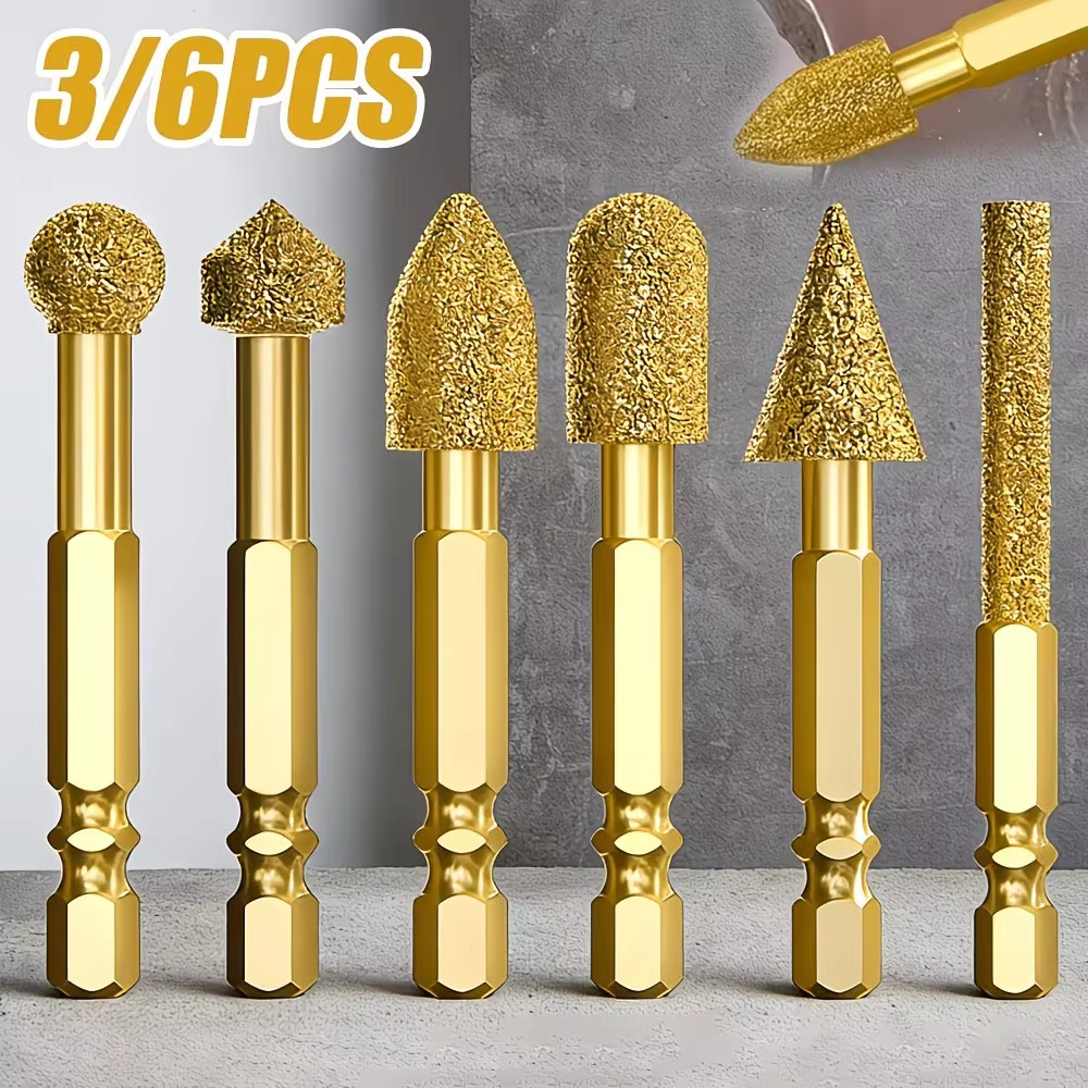 Lot de 3 têtes de meulage diamantées
