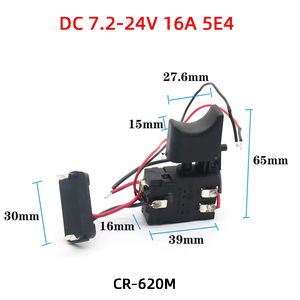 Interrupteur de contrôle de vitesse pour perceuse à batterie au lithium DC18V 21V 24V