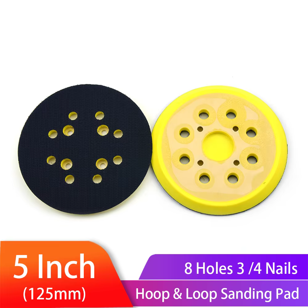 5 pouces 125mm 8 trous 3/4 clous support Pad crochet et boucle tampons de ponçage pour s'adapte à la ponceuse à Air
