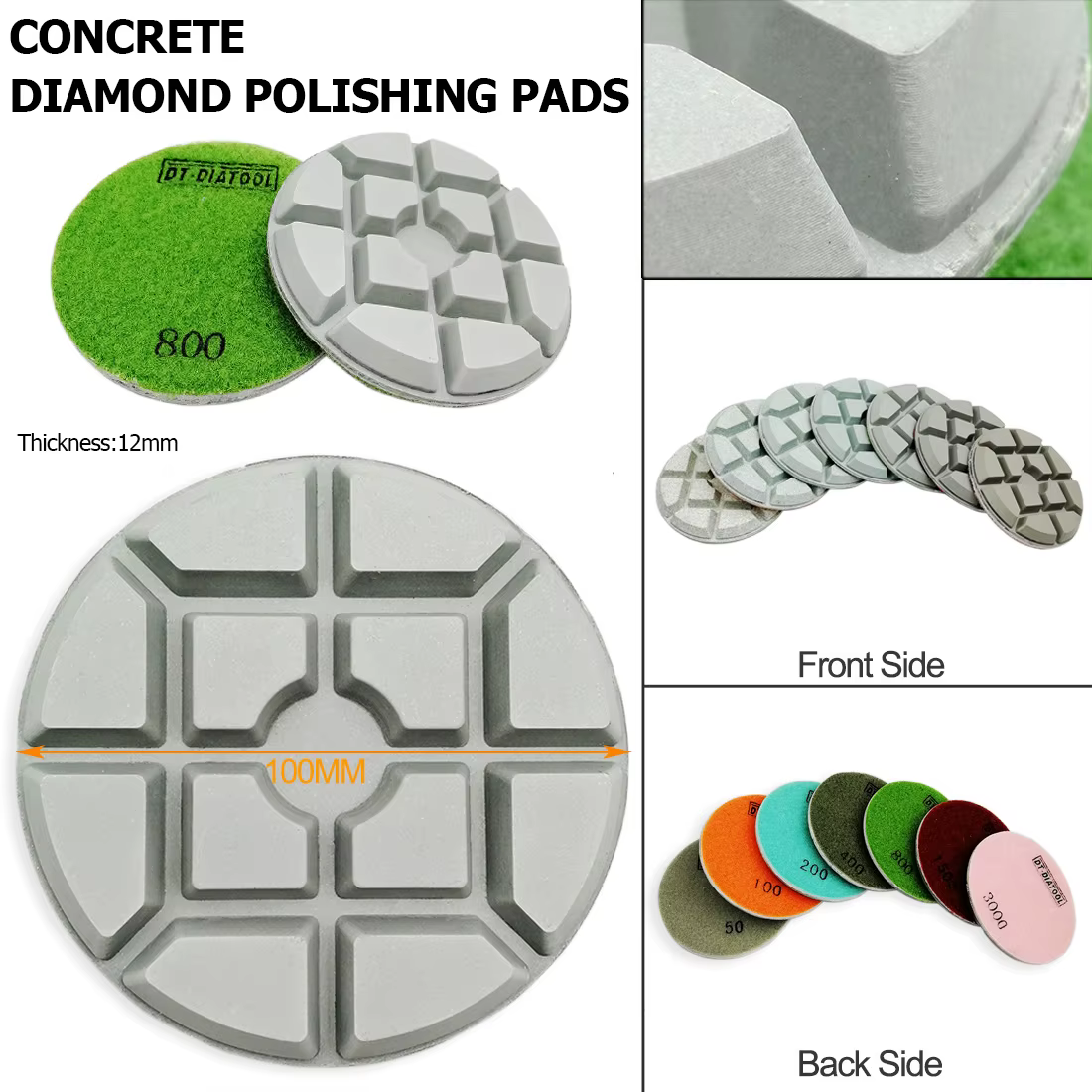 DIATOOL disque de ponçage 3 pièces/ensemble tampons de polissage diamant résine liaison béton disques