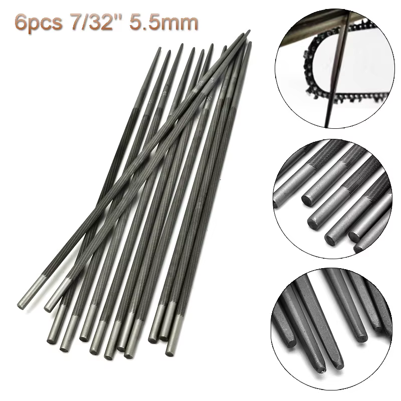 6 pièces 7/32 ''5.5mm lime de tronçonneuse ronde pour affûter des chaînes
