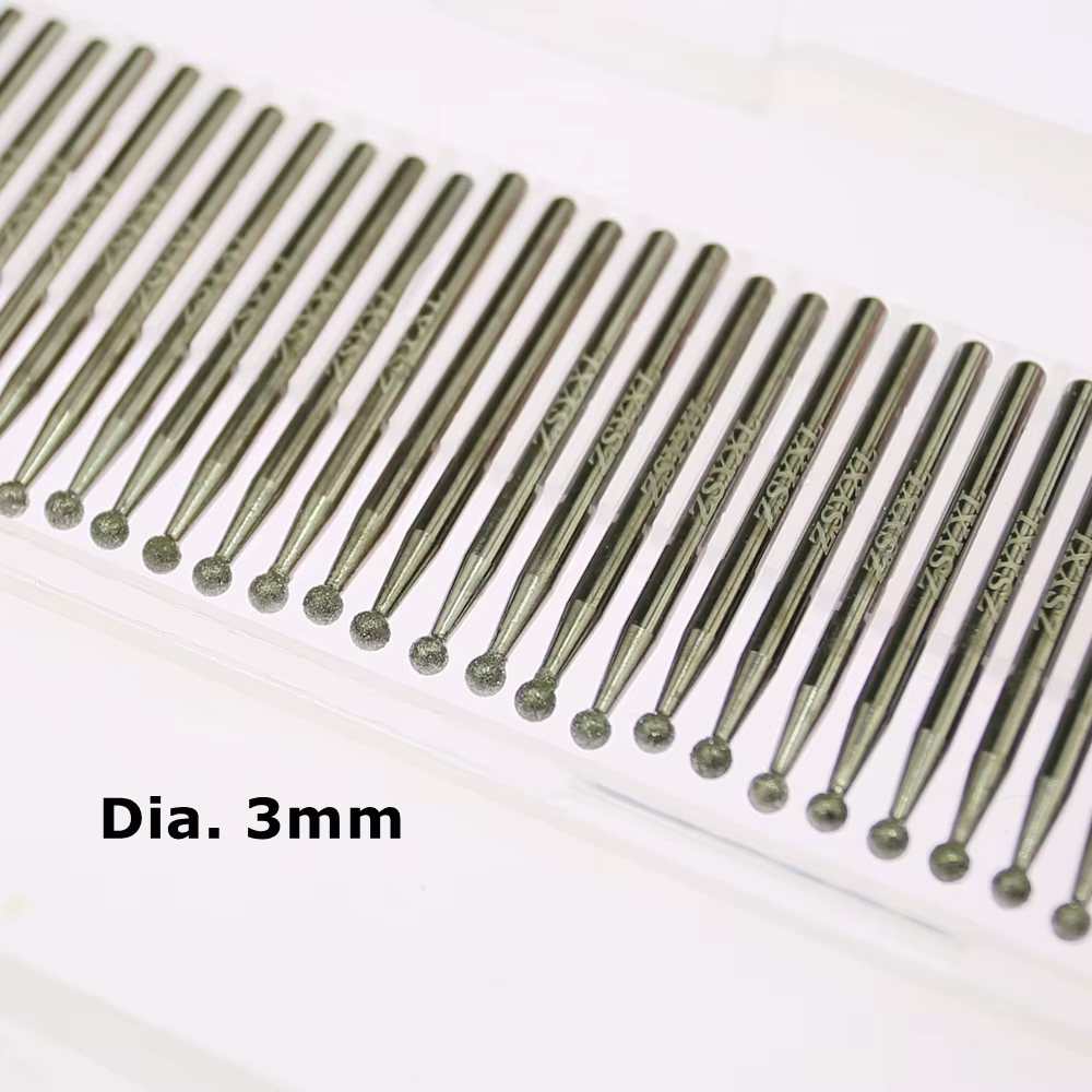 30 pièces/boîte Dia. Outils rotatifs de forage de tête de meulage de pointe montée en forme de boule de 2-4mm