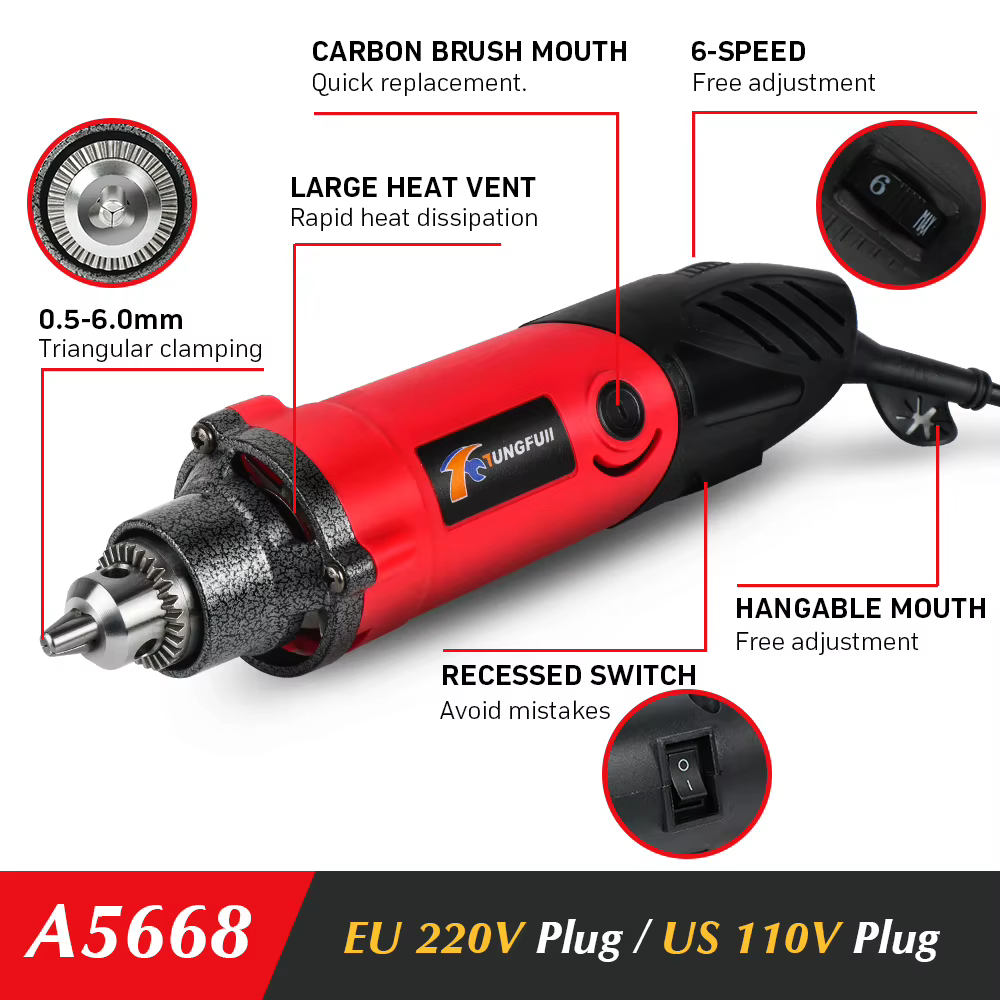 Tungfull-Graveur électrique 240W 220V, outils Dremel, mini perceuse électrique, coupe, polissage, meulage, accessoires