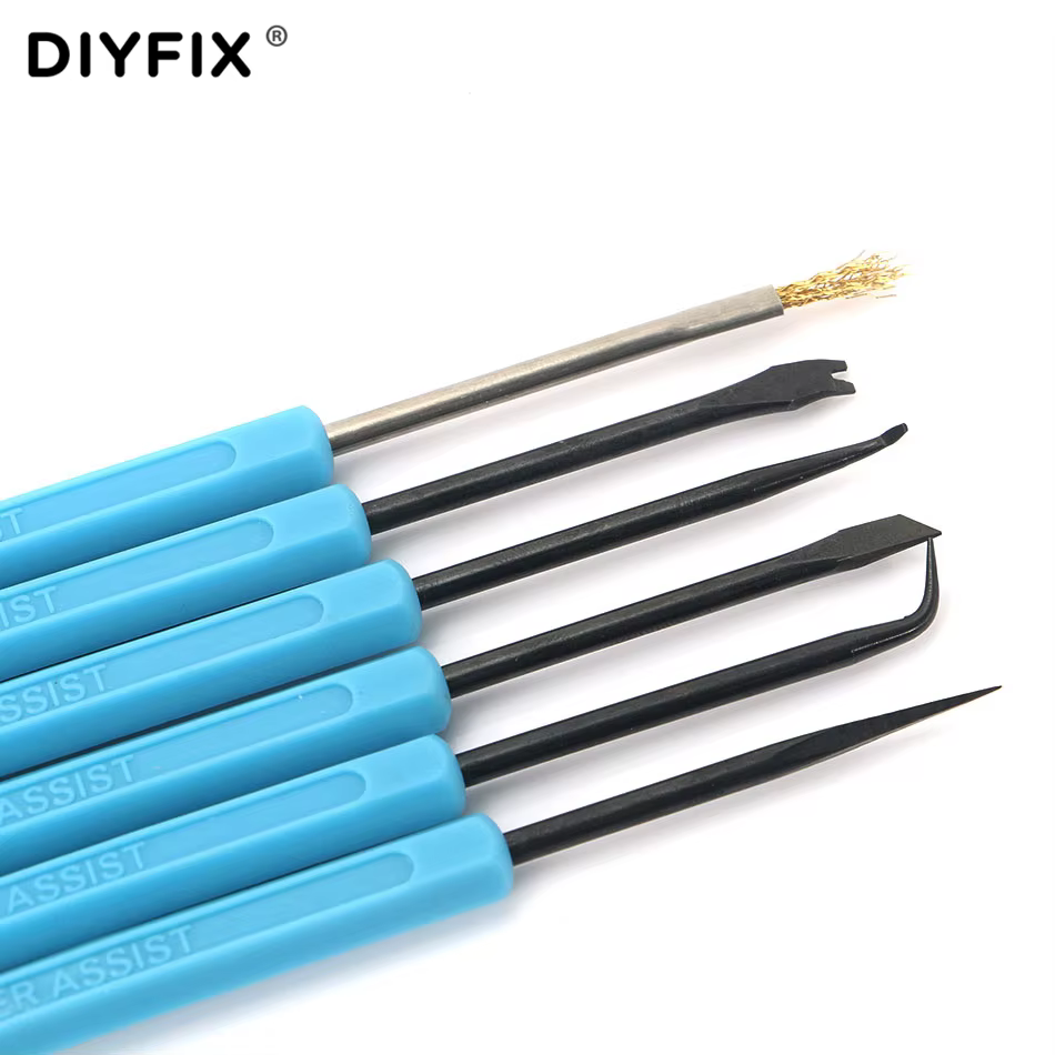 DIYFIX 6 en 1 acier soudure assistance BGA PCB ensemble d'outils de réparation précision composants électroniques soudage meulage nettoyage outils à main