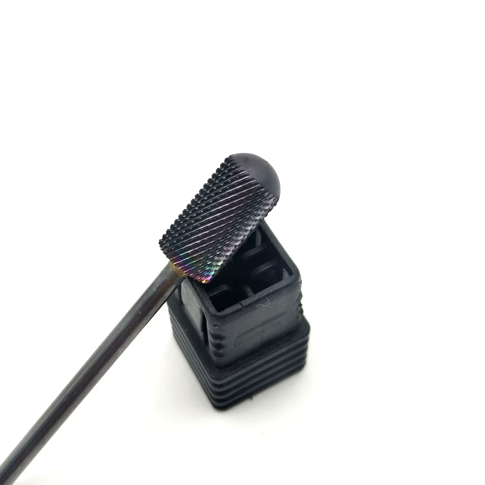 HYTOOS foret à ongles en carbure de tungstène titane noir à dessus rond 3/32 "embouts pour manucure pédicure perceuse électrique accessoires outil