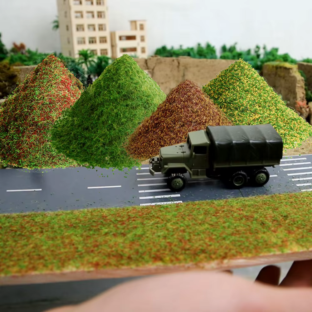Poudre de gazon statique 10G pour la simulation de terrains, la simulation de feuillage au sol, les accessoires de diorama pour modèles ferroviaires, de trains, de jeux de guerre et de paysages