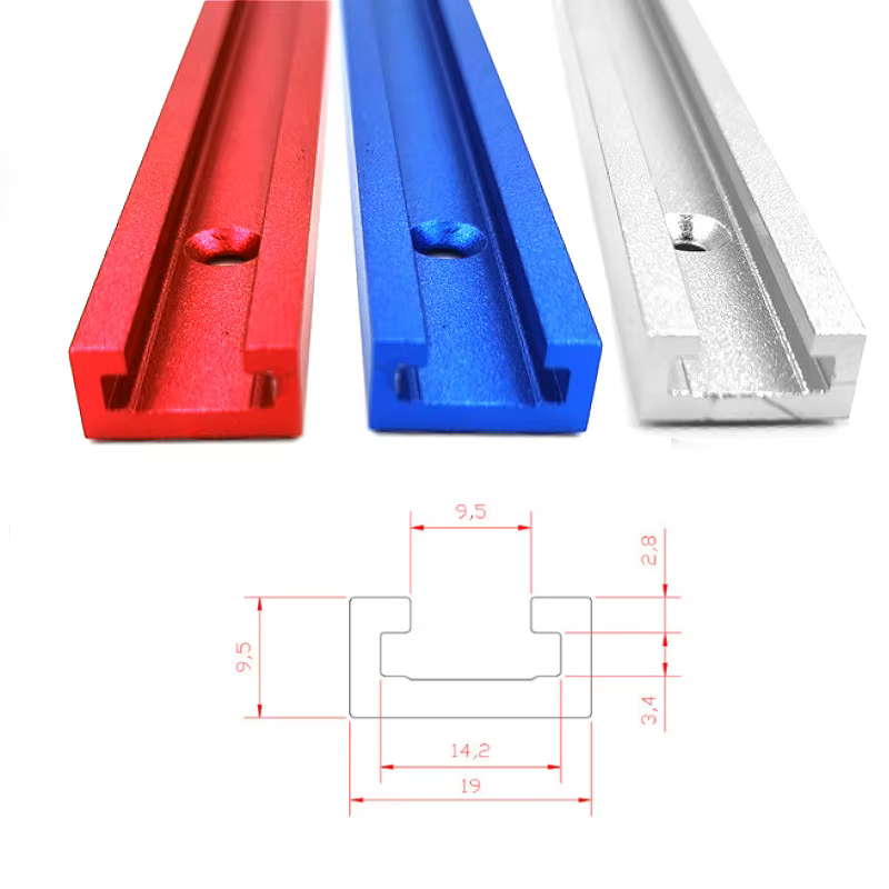 T-track t-slot onglet piste gabarit T vis fixation fente 19x9.5mm Table de scie routeur 300-800MM Rail de goulotte outil de travail du bois