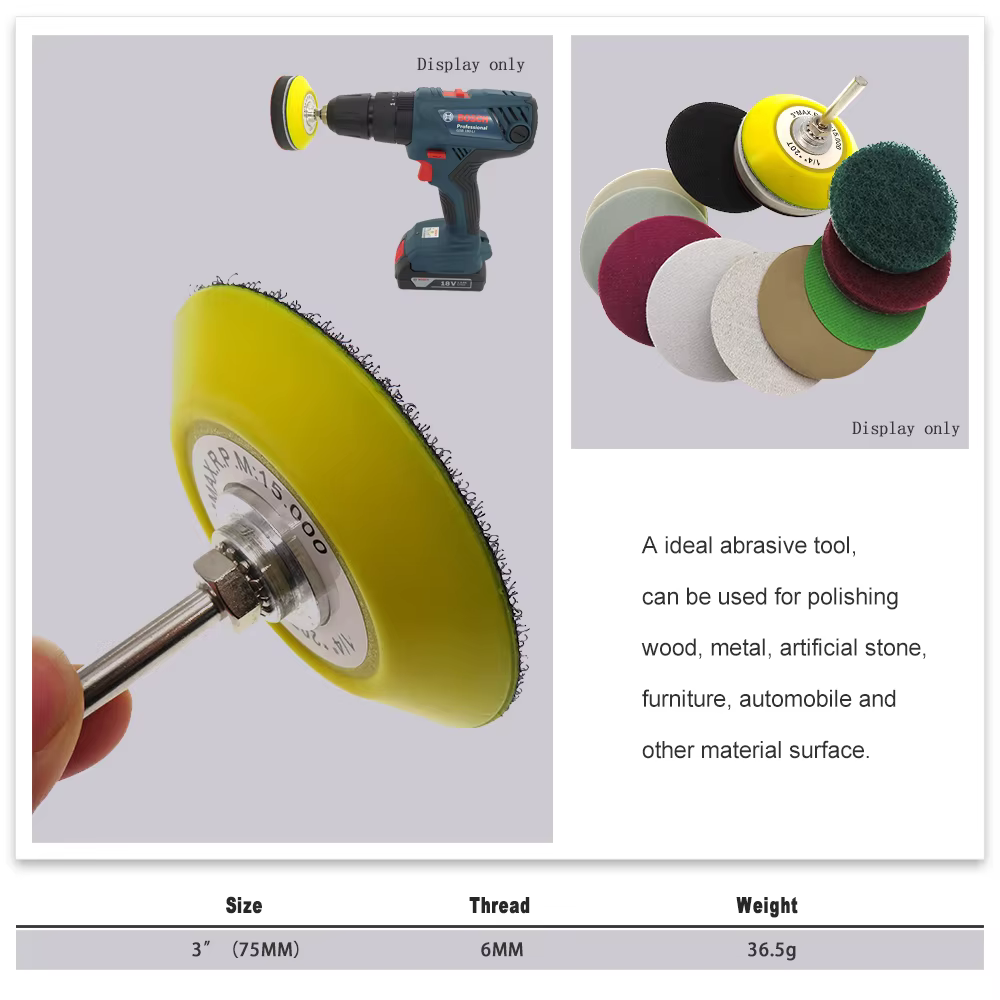 Plaque de support de 3 pouces (75 mm) avec tige de 6 mm