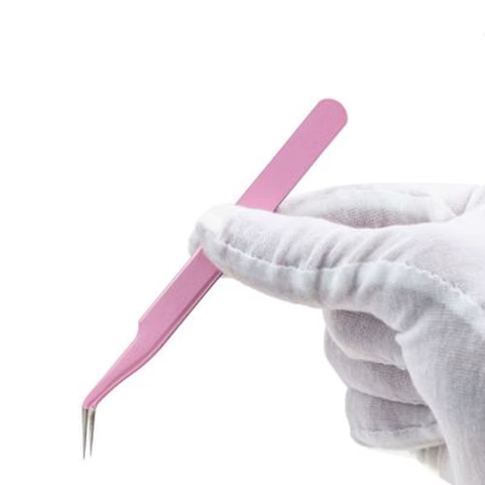 Pincettes en acier inoxydable pour Extension de cils, courbées, droites, Non magnétiques, outils de maquillage, vente en gros, 1 pièce