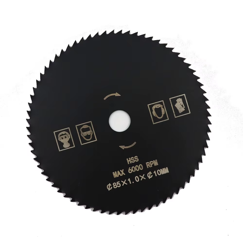 Lame de Scie Circulaire HSS, Diamètre 85mm, 72T, Alésage 10mm, Revêtement en Nitrure, Coupe du Bois, 1 Pièce
